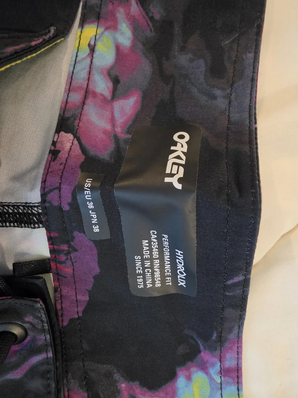 Oakley Black Tie-Dye Swim Shorts with Pink & Yellow Floral Print